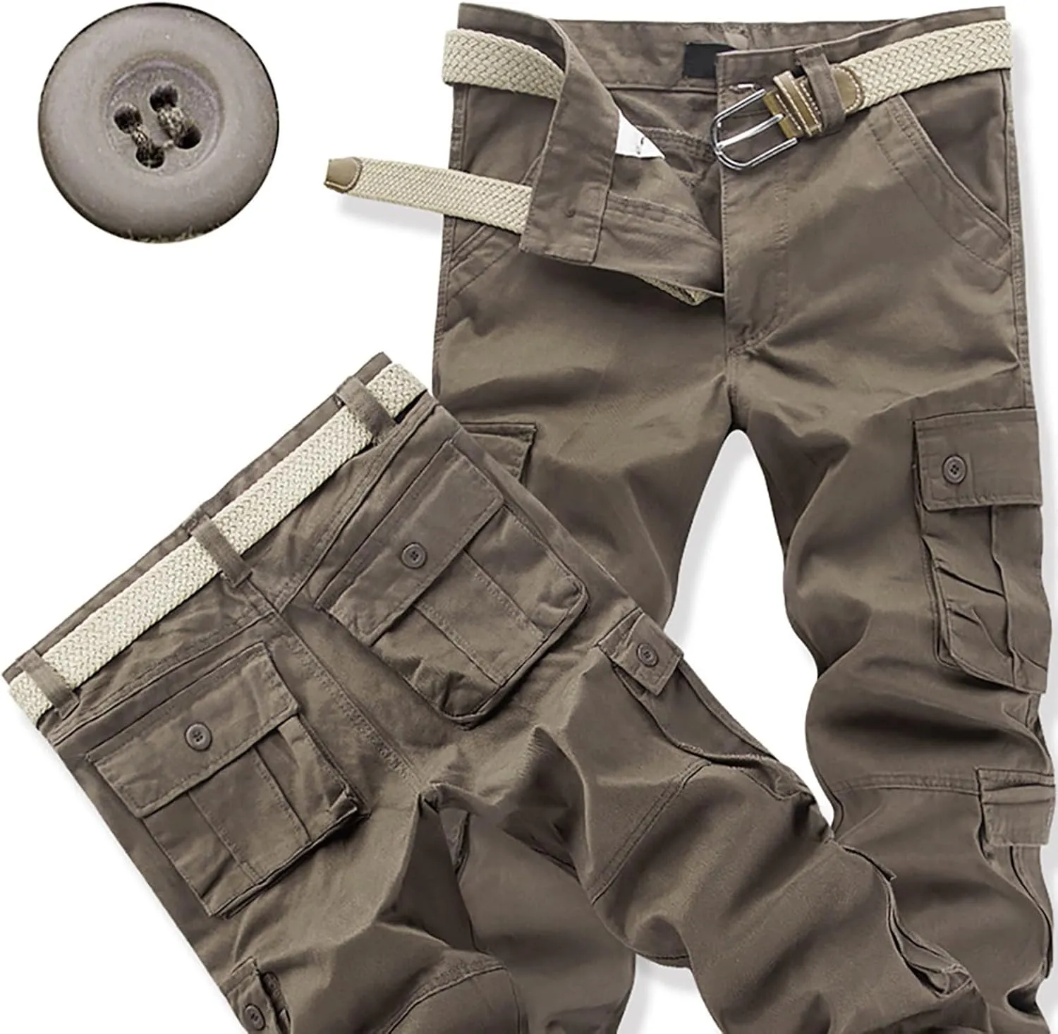 Cargo Pants for Men Casual Hiking Pants Fleece Joggers Athletic Pants Lightweight Loose Straight Sweatpants for Men