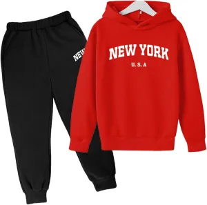 Children Kids Casual Letter Printed Long Sleeve Hoodie Pullover Sweatshirt Tracksuit Jogger Sweatpants Unisex 2