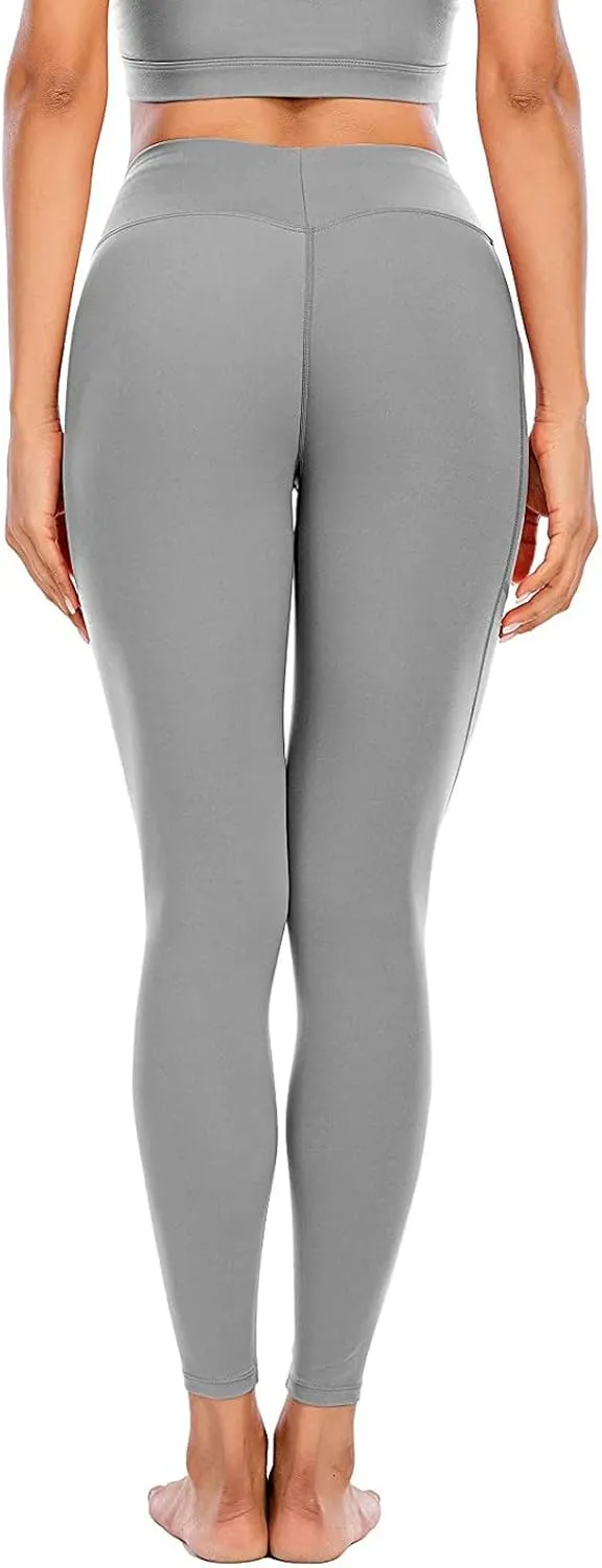 Compression Leggings for Women High Waist Tummy Control Stretchy Seamless Slim Yoga Leggings with Pockets Sportswear