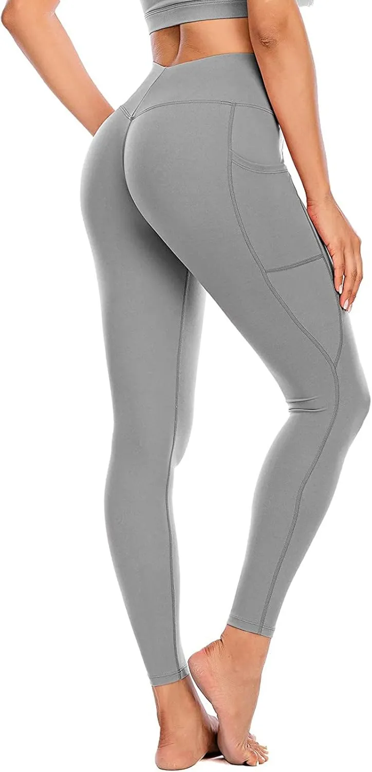 Compression Leggings for Women High Waist Tummy Control Stretchy Seamless Slim Yoga Leggings with Pockets Sportswear