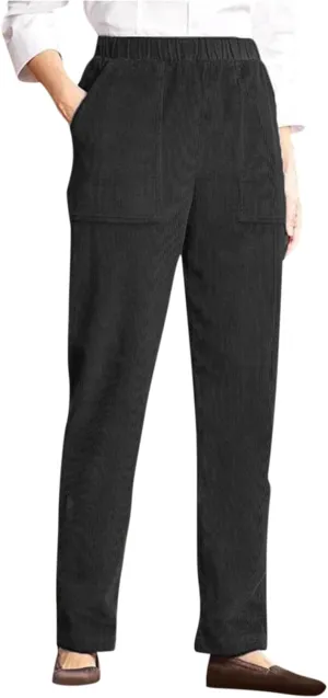 Corduroy Pants for Women High Waisted Straight Leg Pants Solid Color Casual Winter Pants Trousers with Pockets