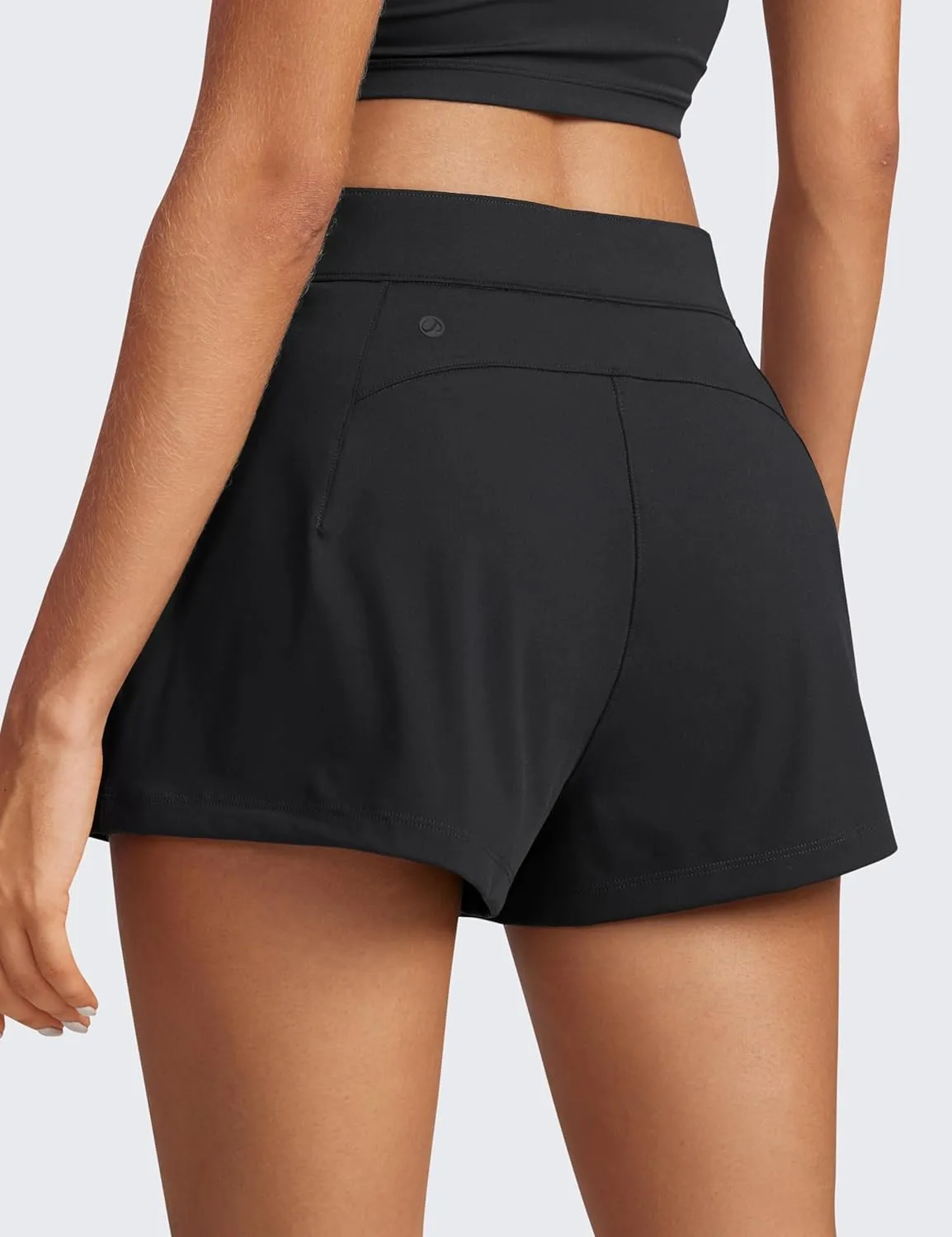 CRZ YOGA 4-Way Stretch Womens Shorts Casual Comfy High Waisted for Golf Hiking Lounge Athletic with Pockets