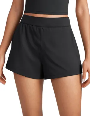 CRZ YOGA 4-Way Stretch Womens Shorts Casual Comfy High Waisted for Golf Hiking Lounge Athletic with Pockets