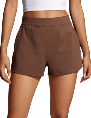 CRZ YOGA 4-Way Stretch Womens Shorts Casual Comfy High Waisted for Golf Hiking Lounge Athletic with Pockets