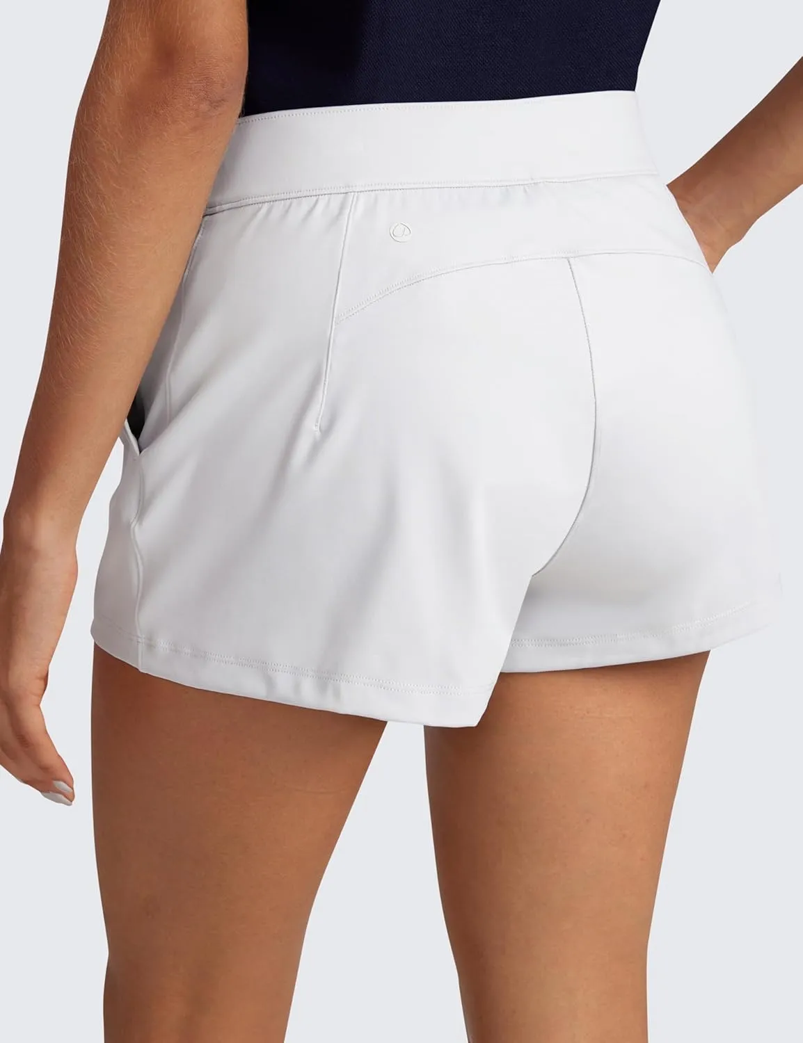 CRZ YOGA 4-Way Stretch Womens Shorts Casual Comfy High Waisted for Golf Hiking Lounge Athletic with Pockets