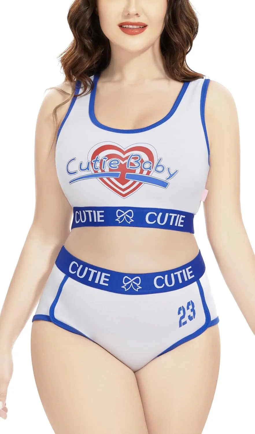 CutiePlusU Women Cotton Sports Bralette Set- Basketball 1