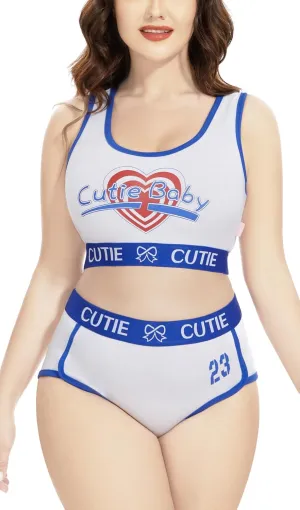 CutiePlusU Women Cotton Sports Bralette Set- Basketball 1