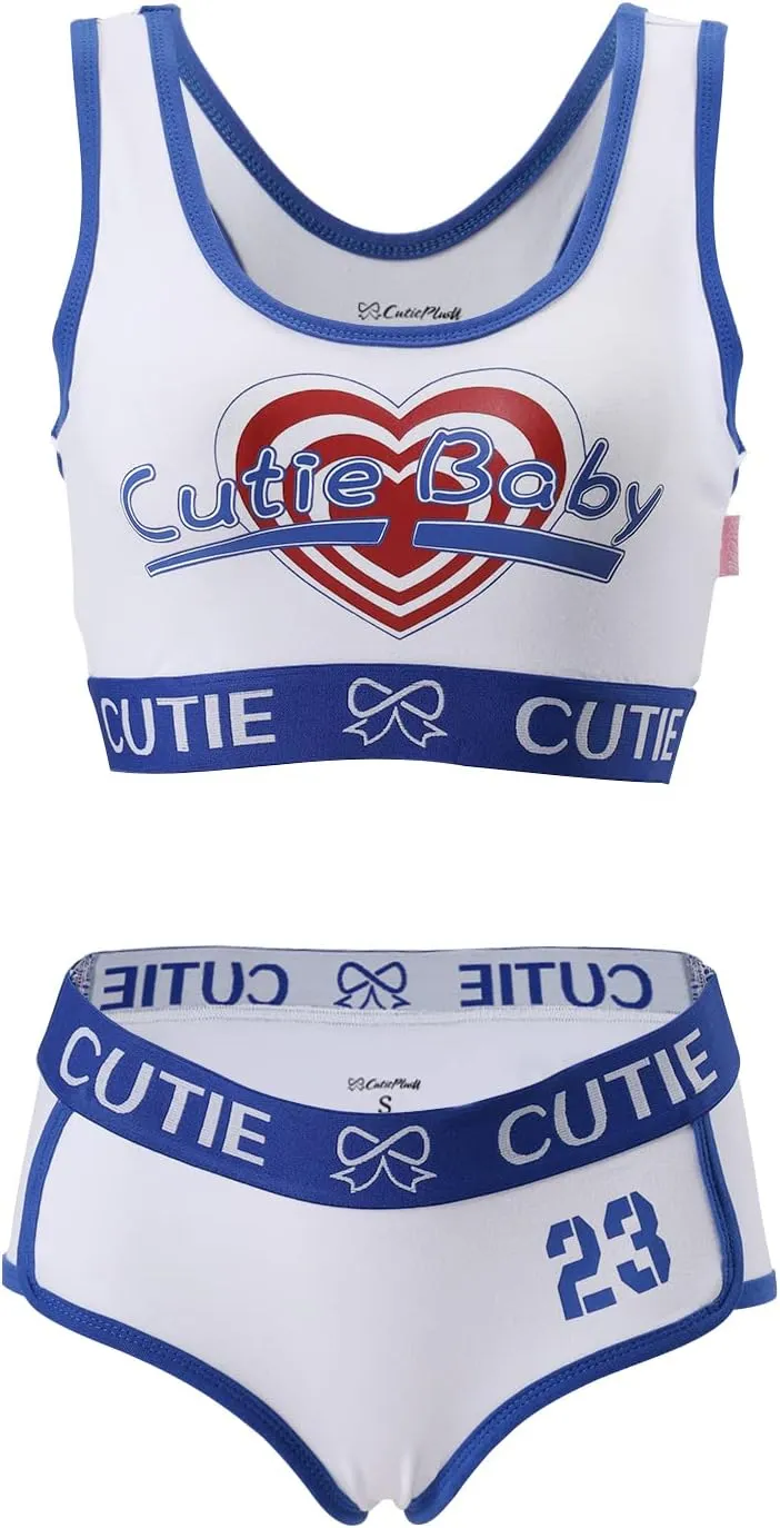 CutiePlusU Women Cotton Sports Bralette Set- Basketball 1
