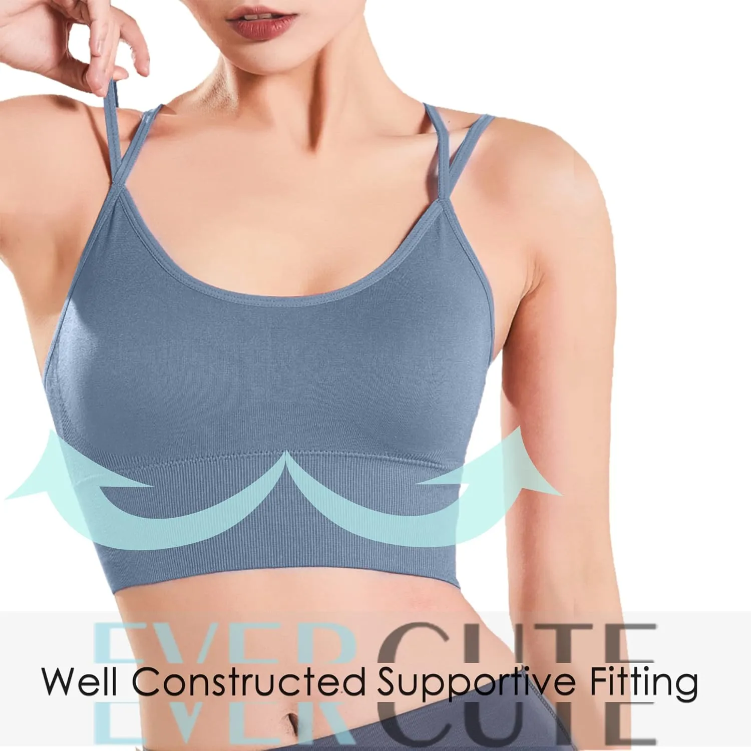 Evercute Cross Back Sport Bras Padded Strappy Criss Cross Cropped Bras for Yoga Workout Fitness Low Impact