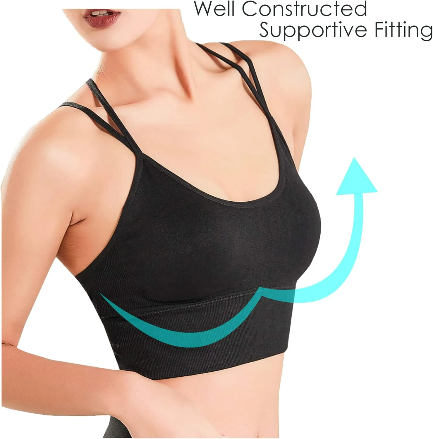 Evercute Cross Back Sport Bras Padded Strappy Criss Cross Cropped Bras for Yoga Workout Fitness Low Impact