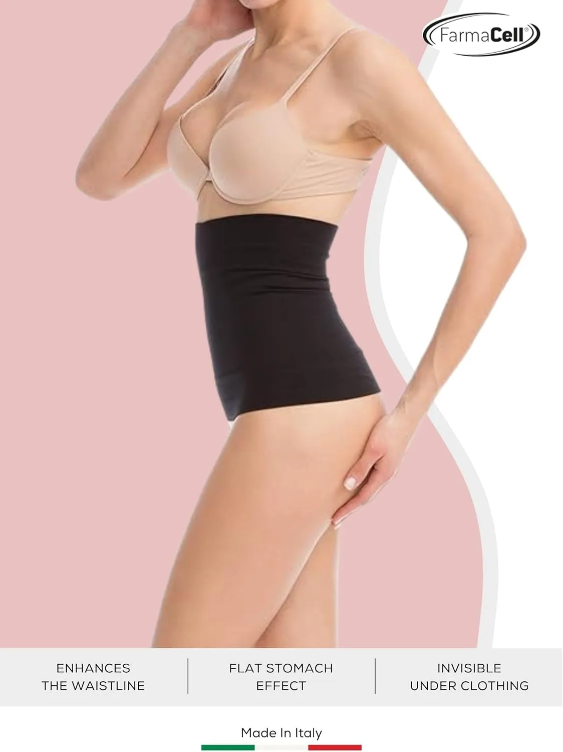 Farmacell Waist Trainer for Women 605 Made in Italy - Seamless Shapewear Tummy Control - Slimming Corset Shapewear