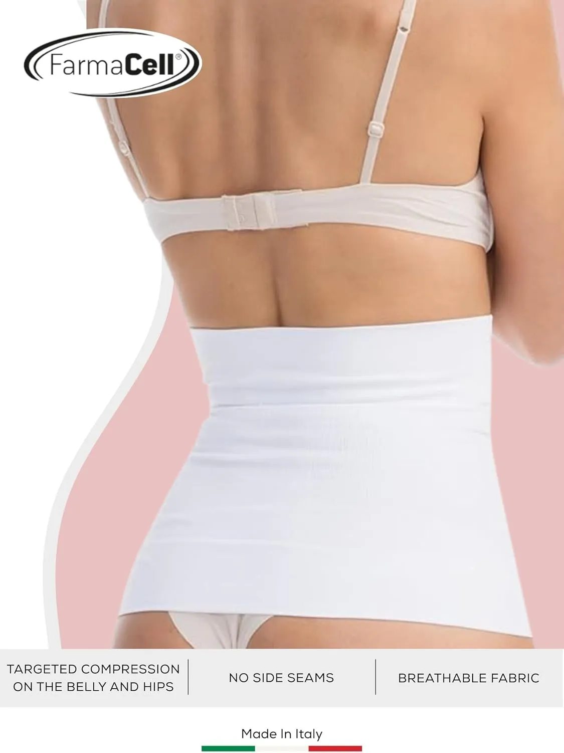 Farmacell Waist Trainer for Women 605 Made in Italy - Seamless Shapewear Tummy Control - Slimming Corset Shapewear