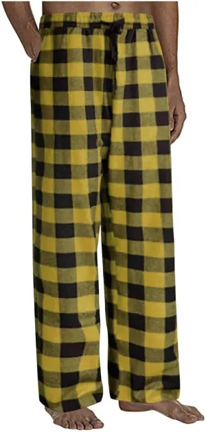 Fashion Men's Casual Plaid Loose Sport Plaid Pajama Pants Trousers