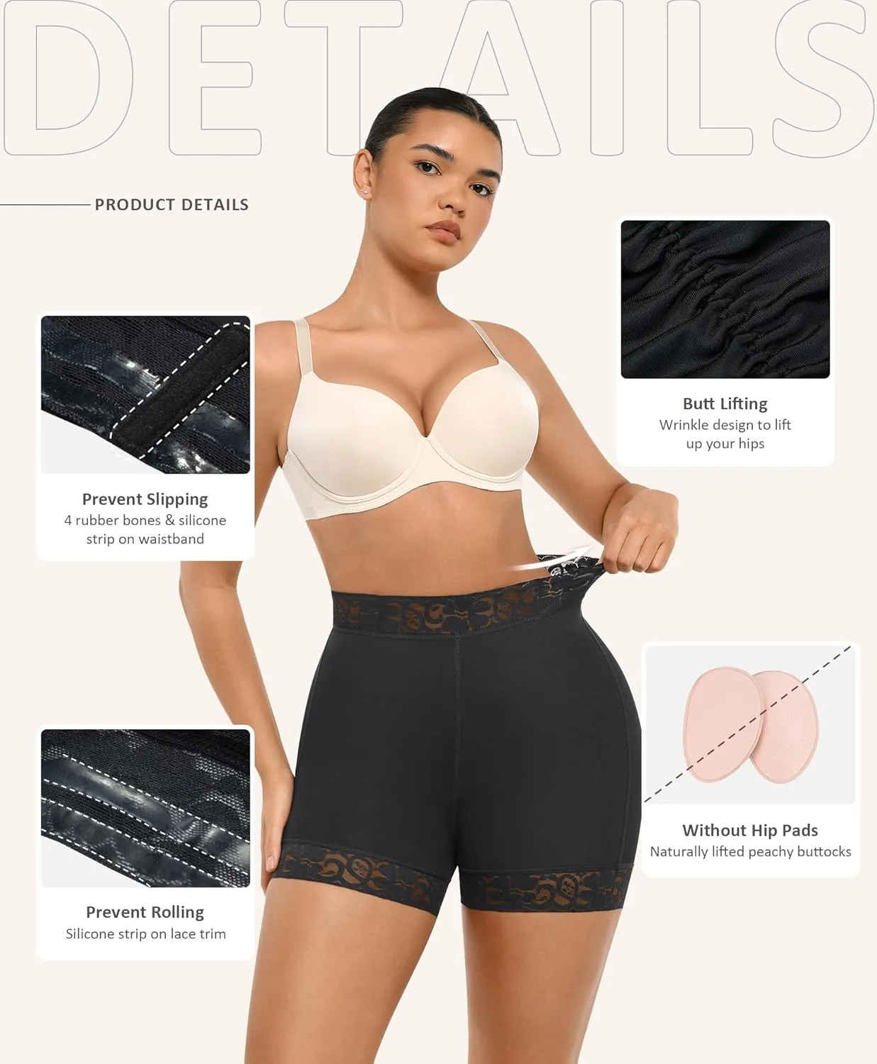 FeelinGirl Butt Lifter Panties Hip Enhancer Shapewear Tummy Control Body Shaper Shorts