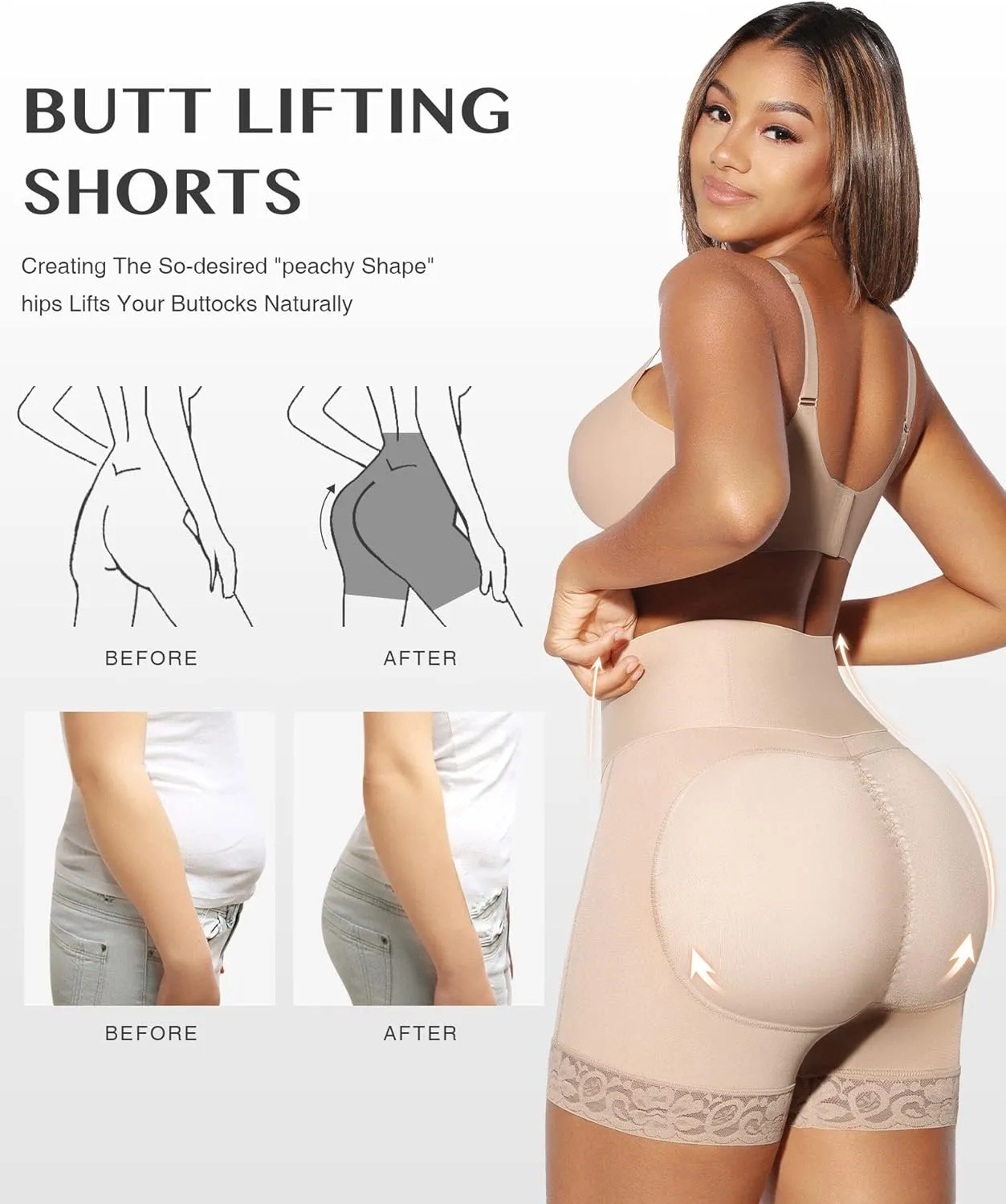 FeelinGirl Butt Lifting Shapewear for Women Tummy Control Body Shaper Shorts Butt Hip Enhancer Shapewear Panties