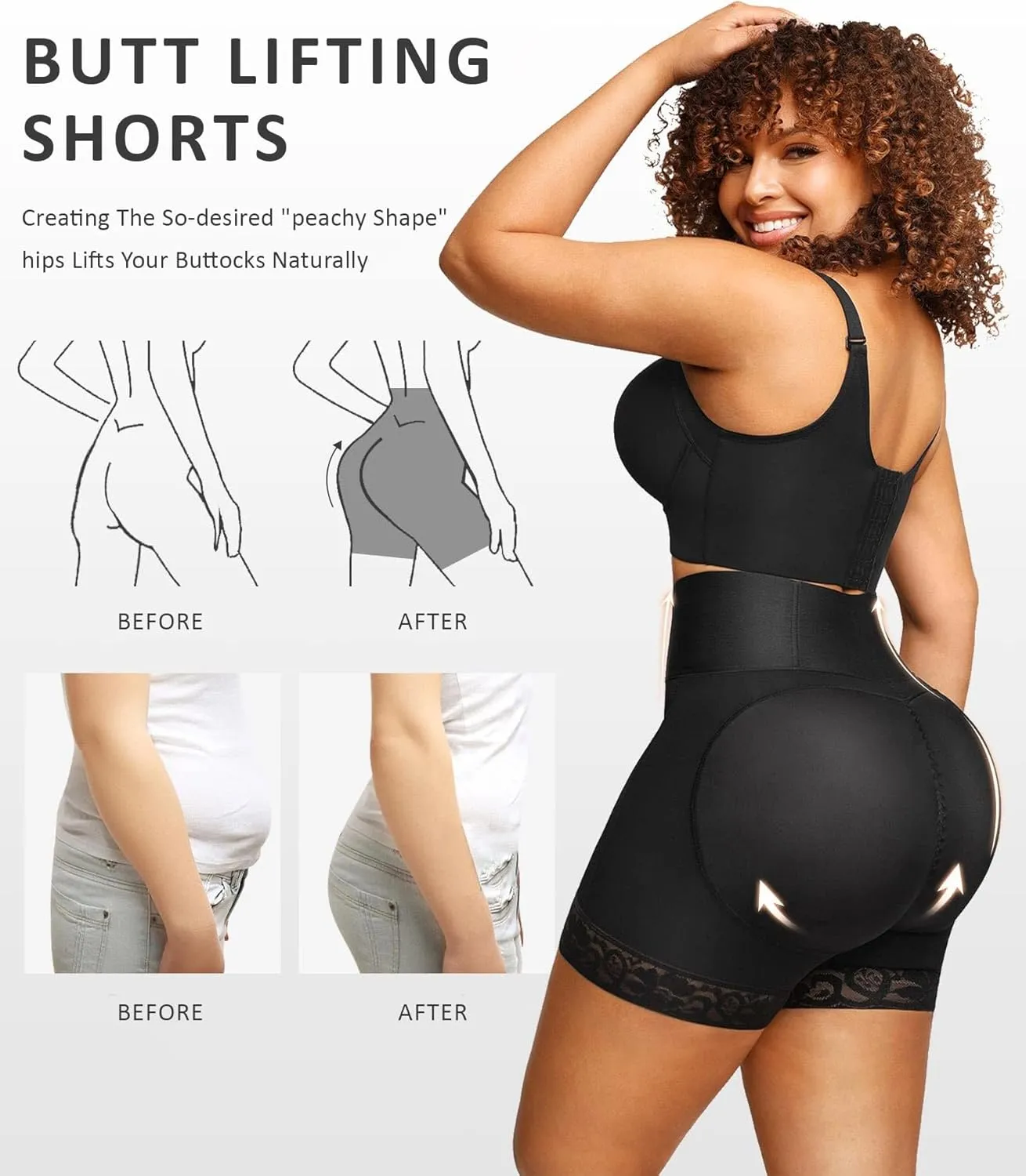 FeelinGirl Butt Lifting Shapewear for Women Tummy Control Body Shaper Shorts Butt Hip Enhancer Shapewear Panties