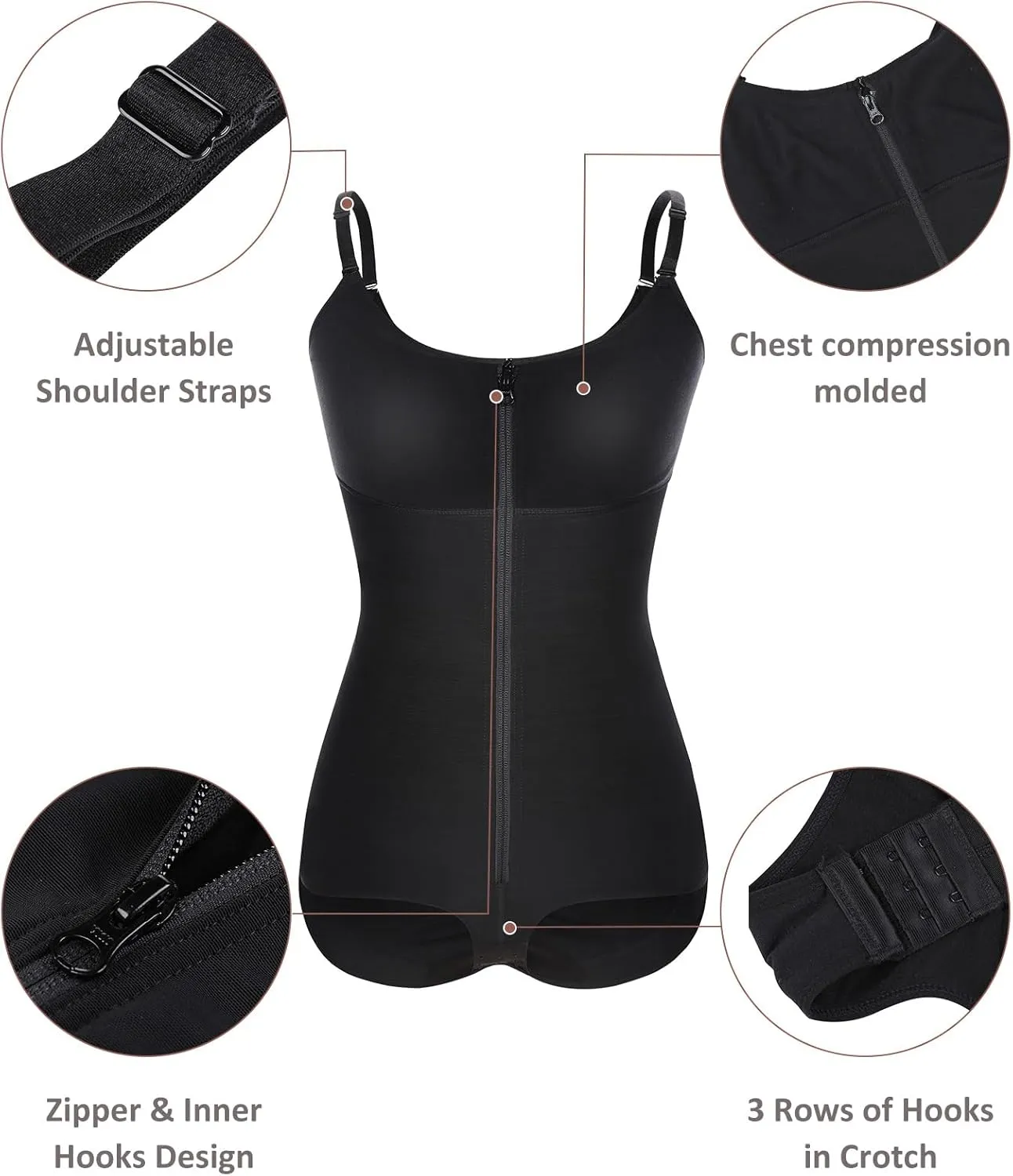 FeelinGirl Fajas Colombianas Shapewear for Women Tummy Control Full Body Shaper Tummy Tuck Compression Garment with Zipper