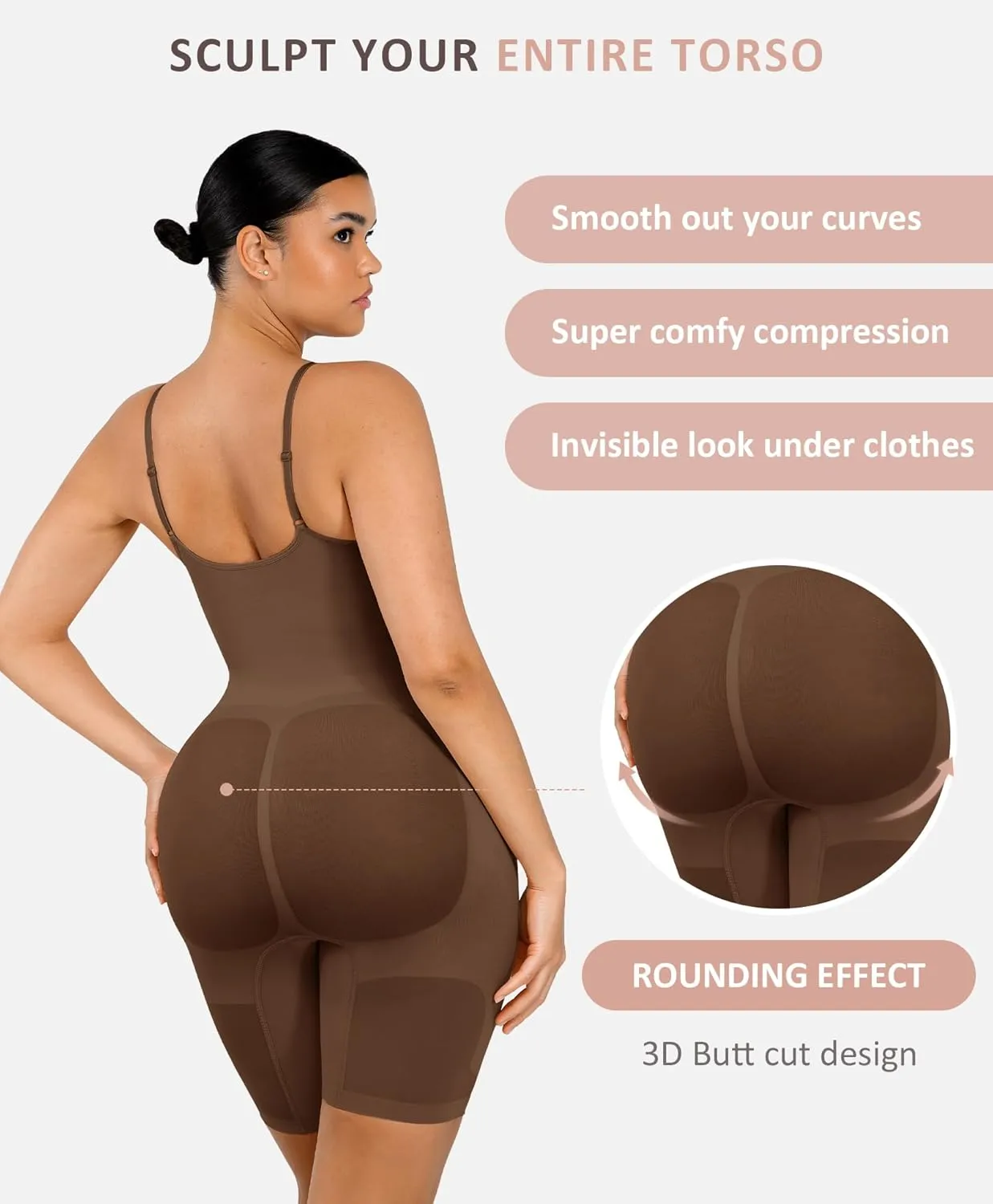 FeelinGirl Shapewear Bodysuit Tummy Control Seamless Sculpting Butt Lifter Body Shaper for Women
