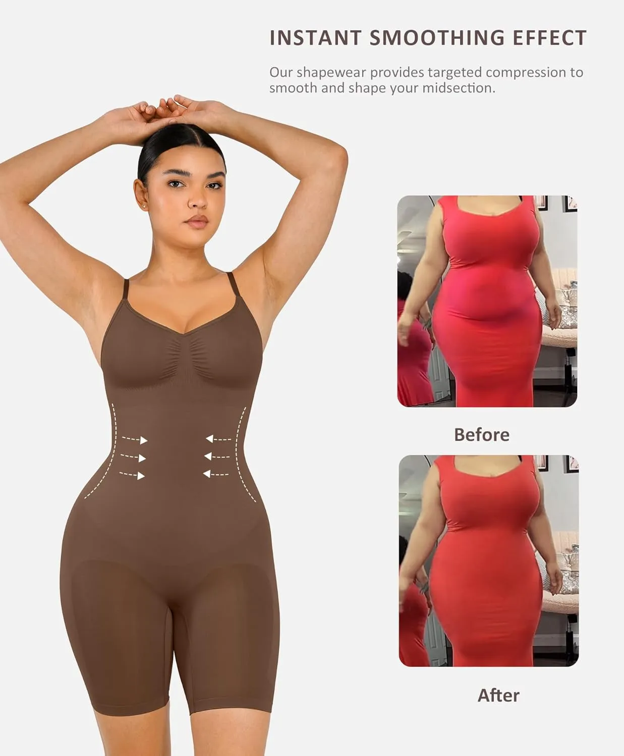 FeelinGirl Shapewear Bodysuit Tummy Control Seamless Sculpting Butt Lifter Body Shaper for Women