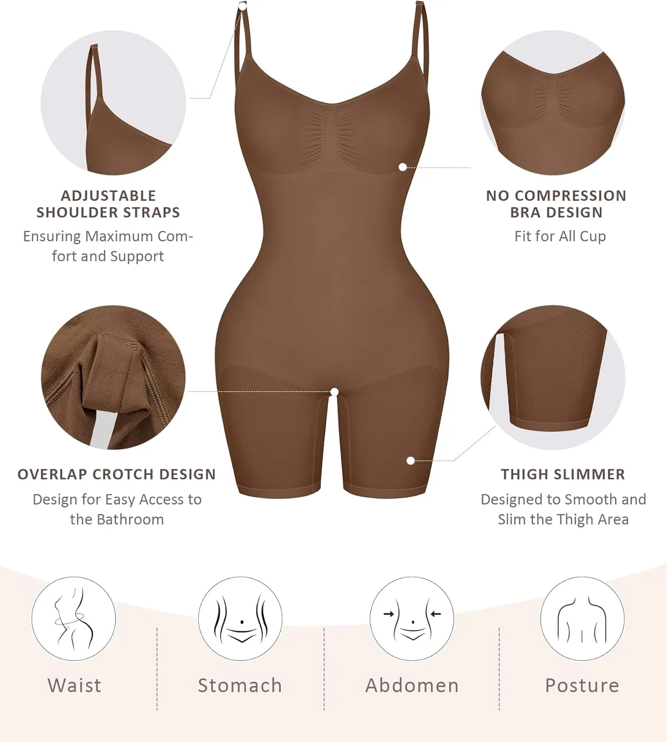 FeelinGirl Shapewear Bodysuit Tummy Control Seamless Sculpting Butt Lifter Body Shaper for Women