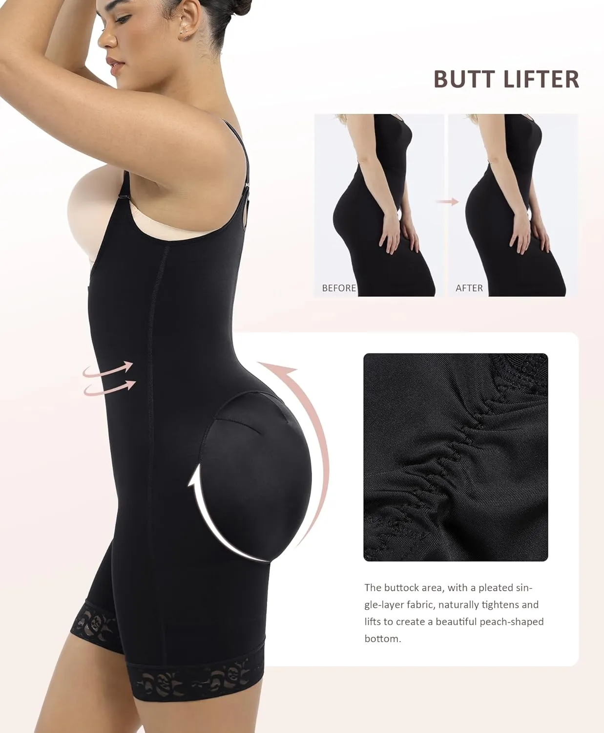 FeelinGirl Shapewear for Women Open Bust Bodysuit Butt Lifter Body Shaper Tummy Control Shapewear