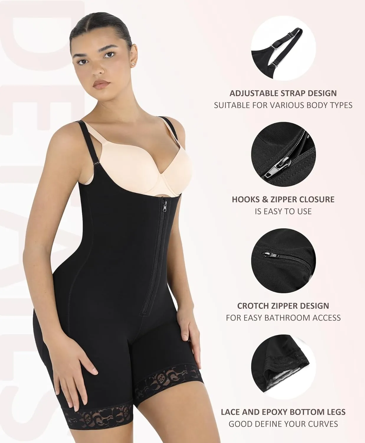 FeelinGirl Shapewear for Women Open Bust Bodysuit Butt Lifter Body Shaper Tummy Control Shapewear