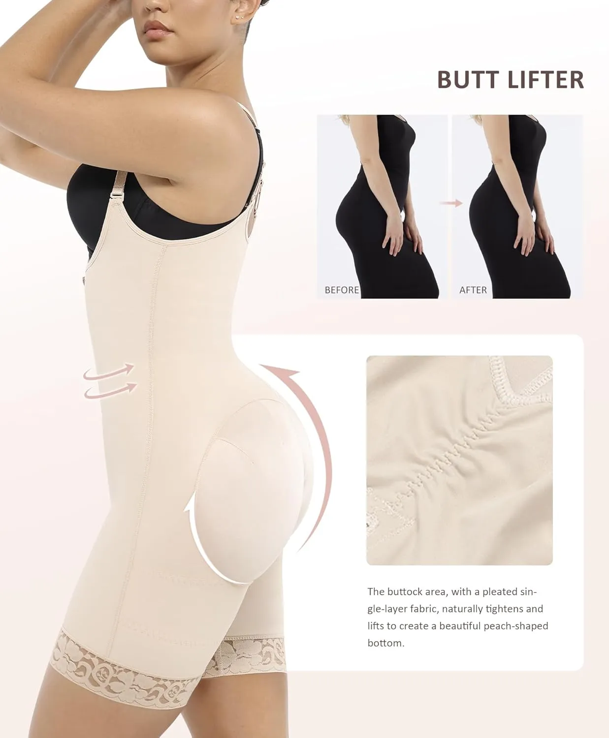 FeelinGirl Shapewear for Women Open Bust Bodysuit Butt Lifter Body Shaper Tummy Control Shapewear