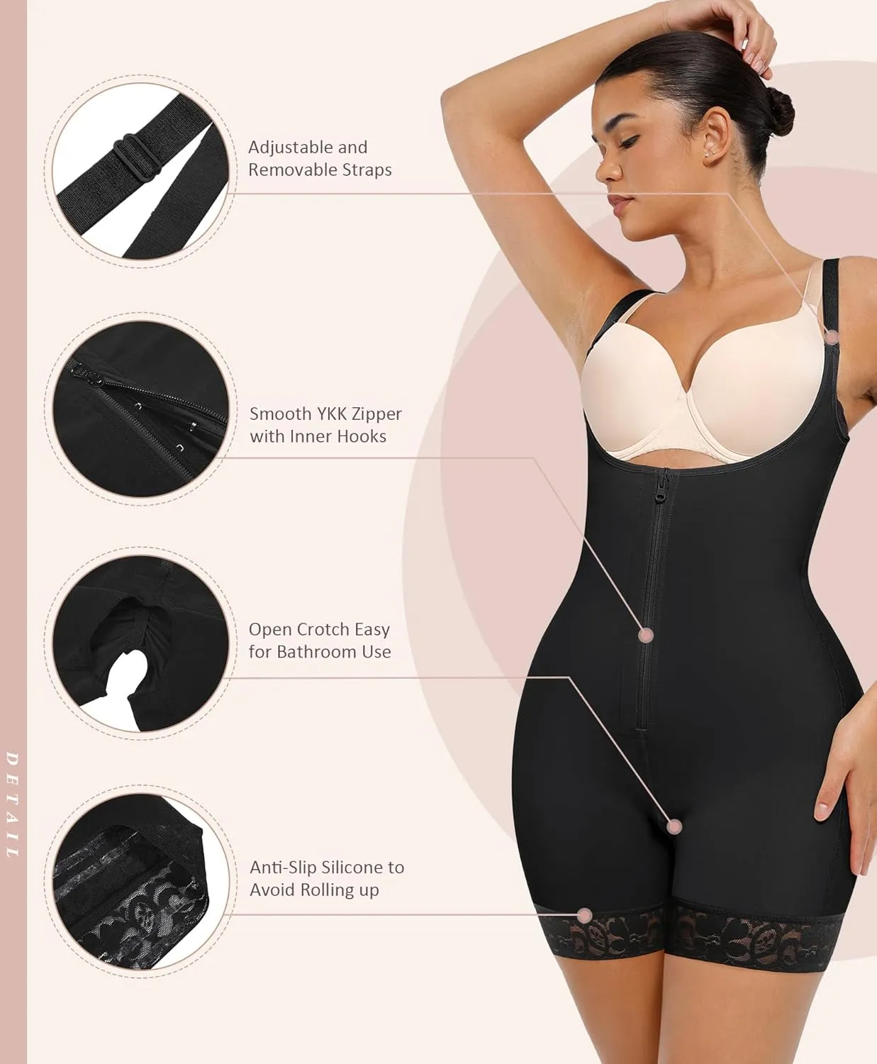 FeelinGirl Shapewear for Women Tummy Control Plus Size Faja Body Shaper for Butt Lifter and Thigh Slimmer Bodysuit