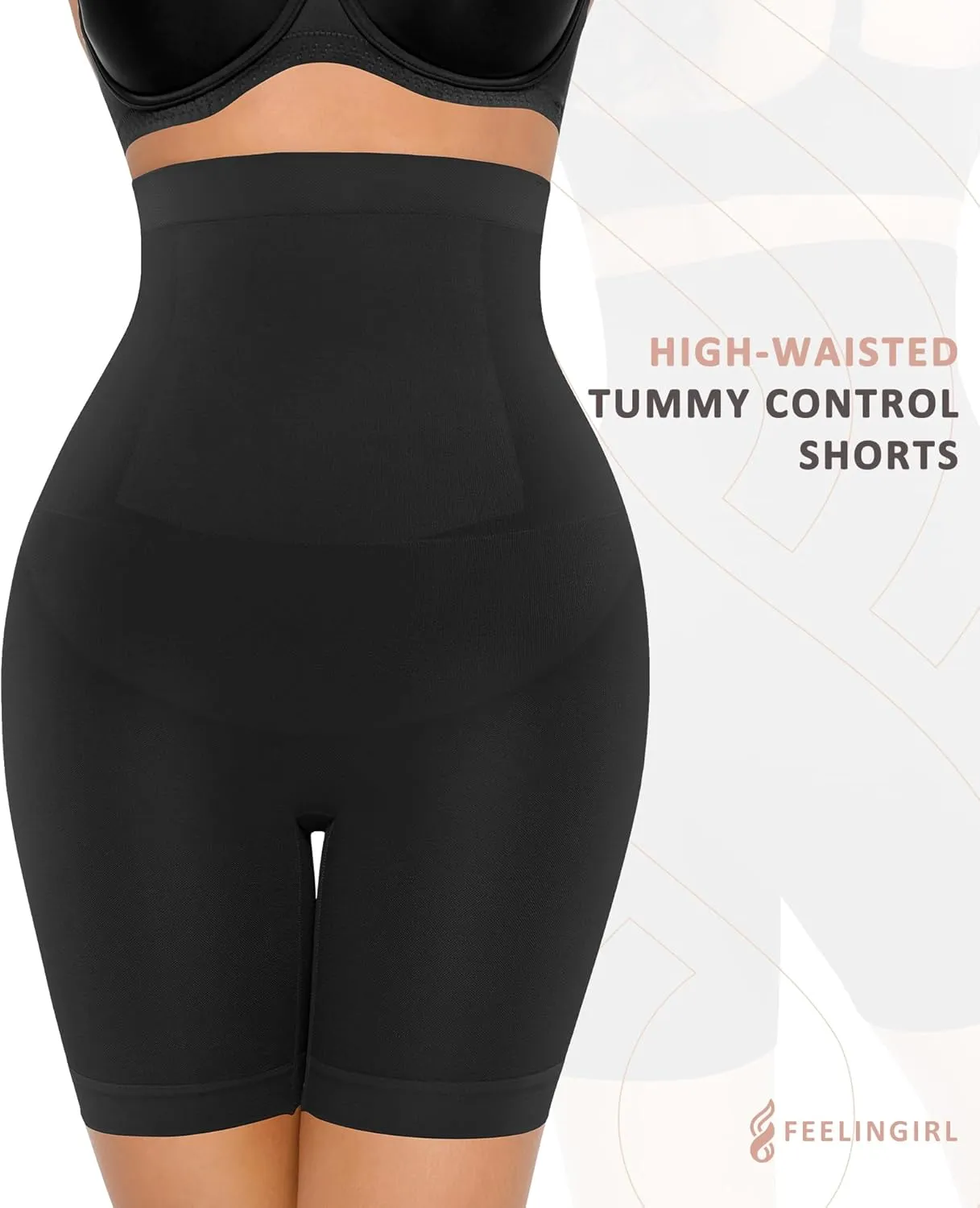FeelinGirl Tummy Control Shapewear Shorts Body Shaper for Women High-Waisted Thigh Slimming