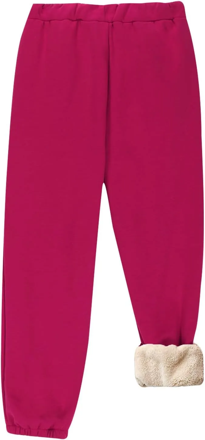 Fleece Lined Pants Women Warm Sherpa Lined Athletic Sweatpants 2024 Winter Warm High Waisted Thermal Thick Trousers