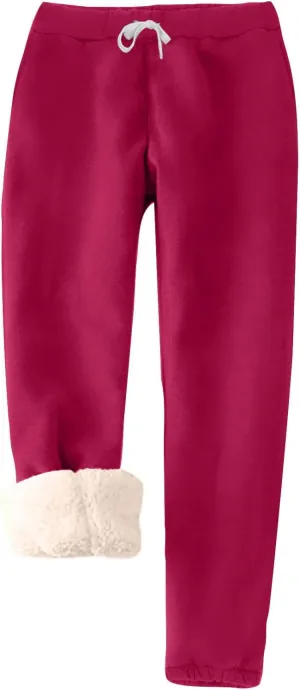 Fleece Lined Pants Women Warm Sherpa Lined Athletic Sweatpants 2024 Winter Warm High Waisted Thermal Thick Trousers