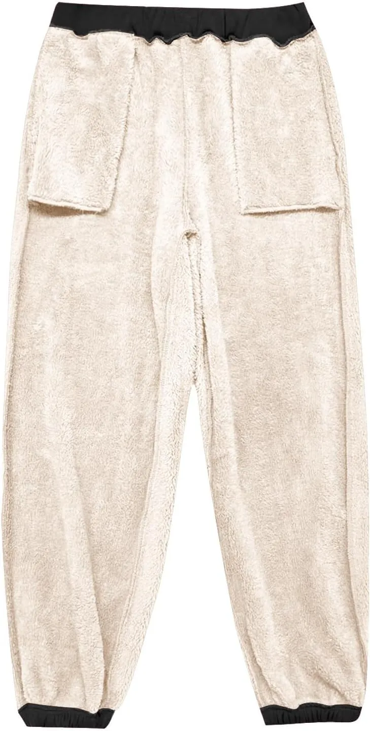 Fleece Lined Pants Women Warm Sherpa Lined Athletic Sweatpants 2024 Winter Warm High Waisted Thermal Thick Trousers