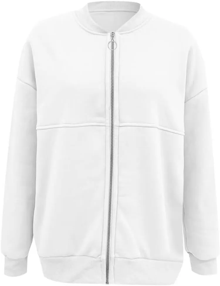 FMCHICO Women's Oversized Full Zip Up Sweatshirts Jacket 2024 Fall Fleece Long Sleeve Hoodies Outfit