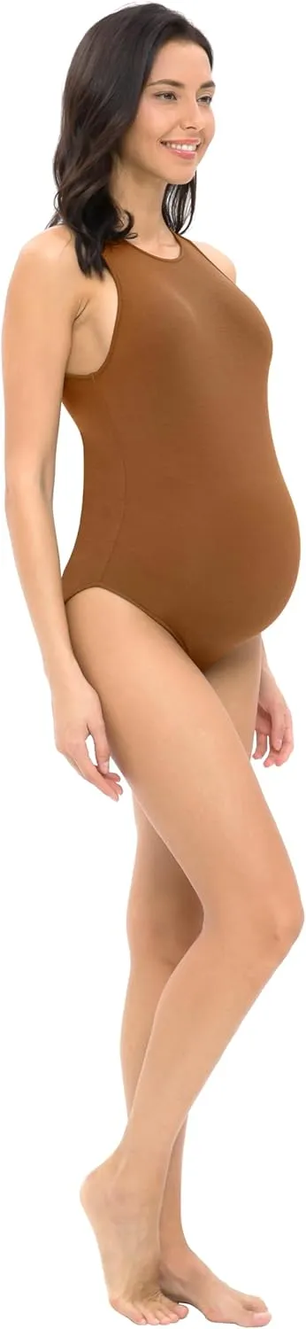 Foucome Women's Maternity Bodysuit Sleeveless Shapewear Tank Tops Pregnancy Romper Jumpsuit