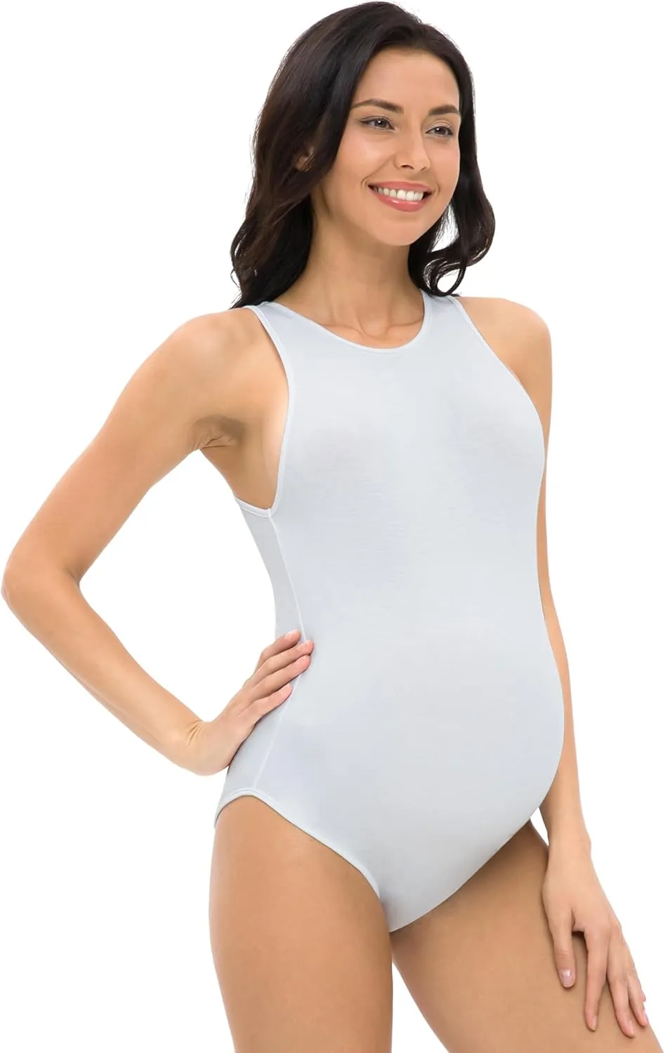 Foucome Women's Maternity Bodysuit Sleeveless Shapewear Tank Tops Pregnancy Romper Jumpsuit