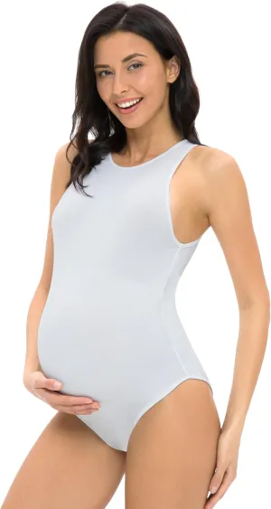 Foucome Women's Maternity Bodysuit Sleeveless Shapewear Tank Tops Pregnancy Romper Jumpsuit