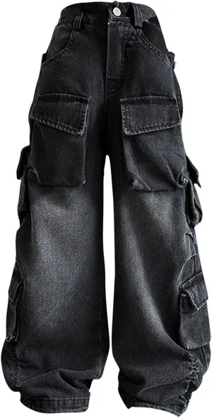 Girls Winter Outfits Kids Girls Ripped Distressed Washed Baggy Wide Leg Casual Jeans Size 5 16 Girls Size 12 Leggings