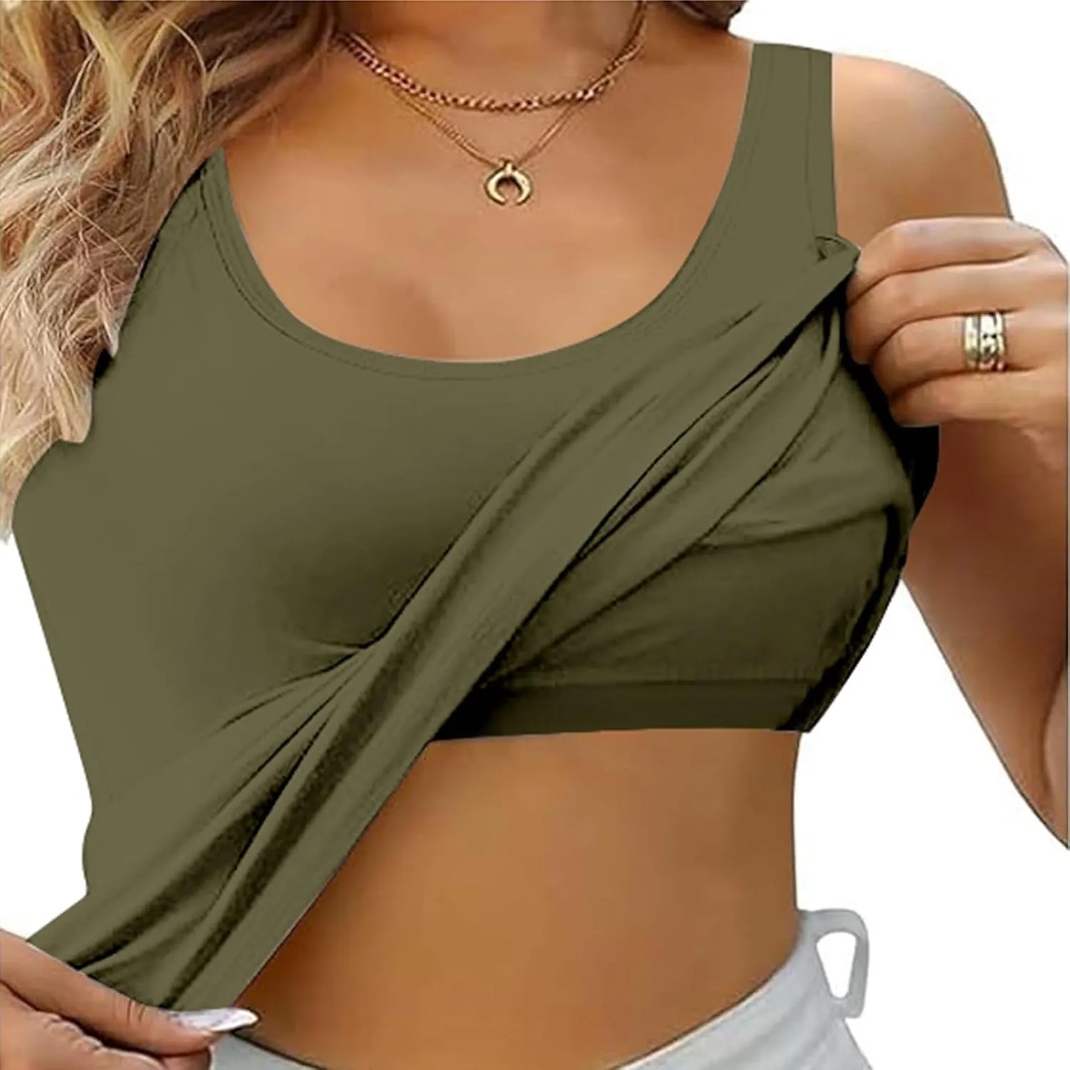 Gym with Built in Bras Tank Tops for Women Going Out Workout Sporty Sleeveless Fashion Shirts Wireless Athletic Cute
