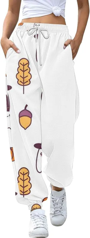Halloween Sweatpants for Women Funny Ghost Print Workout Joggers Pants Drawstring Lounge Bottoms Pants with Pockets