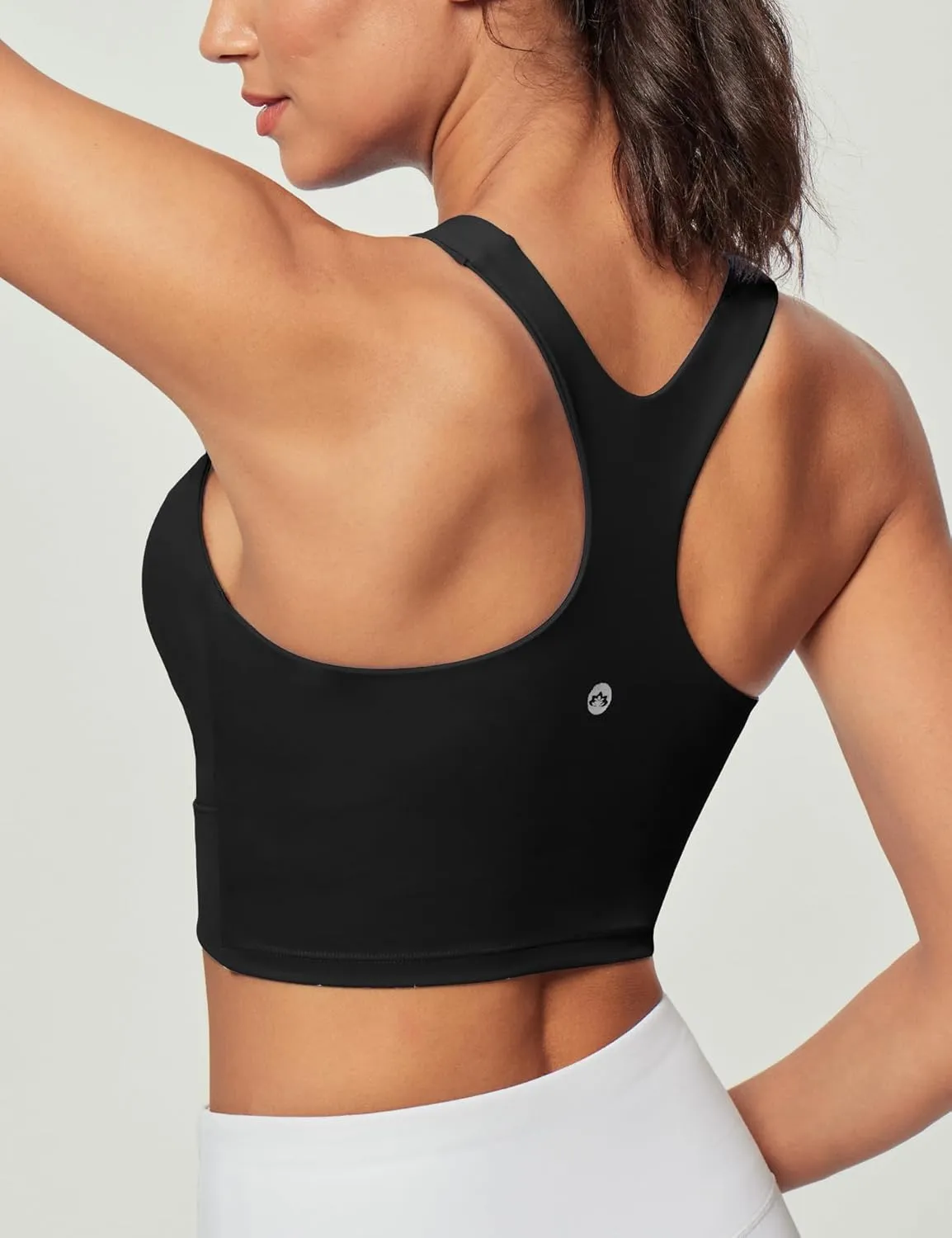 Heathyoga Longline Sports Bras for Women High Neck Tank Tops with Built in Bras Workout Tops for Women Racerback Yoga Bra