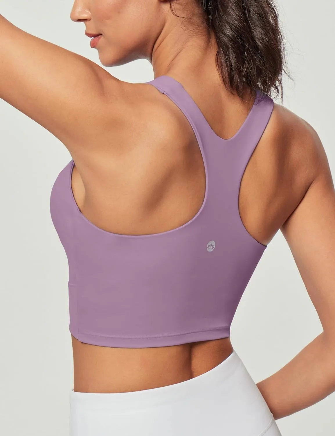Heathyoga Longline Sports Bras for Women High Neck Tank Tops with Built in Bras Workout Tops for Women Racerback Yoga Bra