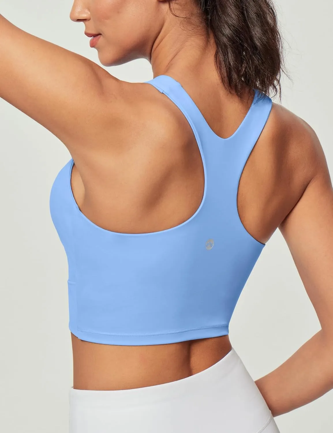 Heathyoga Longline Sports Bras for Women High Neck Tank Tops with Built in Bras Workout Tops for Women Racerback Yoga Bra