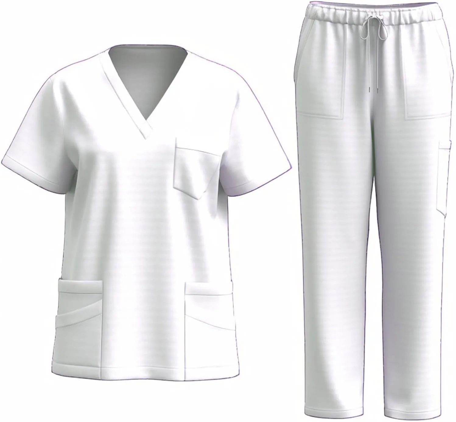 HGps8w Scrubs for Women Sets Nursing Uniform - Stretch V-Neck Top & Cargo Pants Short Sleeve Workwear with Pockets