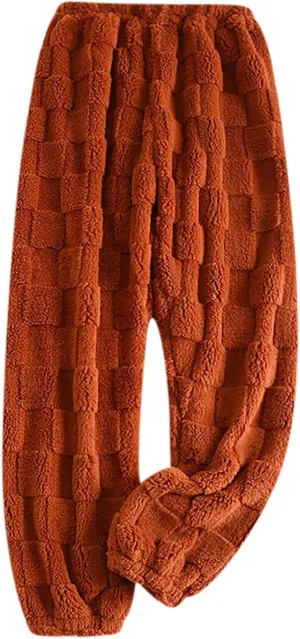 HGps8w Women's Fuzzy Pajama Pants Winter Cozy Lounge Long Pants Comfy Warm Soft Fleece Pajama Bottoms Sleepwear