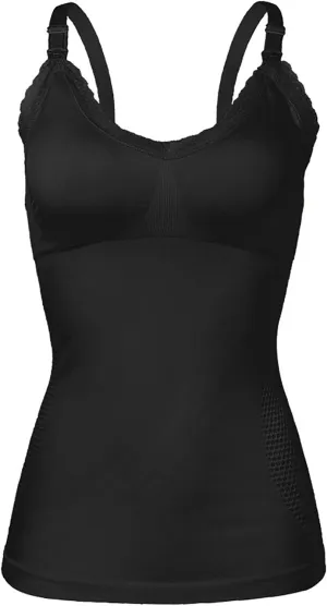 HGps8w Women's Maternity Nursing Tank Tops for Breastfeeding, Adjustable Spaghetti Straps Camisole Shapewear Built in Bra