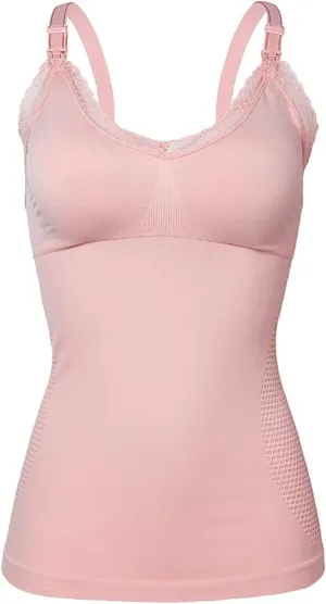 HGps8w Women's Maternity Nursing Tank Tops for Breastfeeding, Adjustable Spaghetti Straps Camisole Shapewear Built in Bra