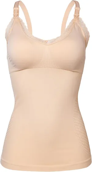 HGps8w Women's Maternity Nursing Tank Tops for Breastfeeding, Adjustable Spaghetti Straps Camisole Shapewear Built in Bra