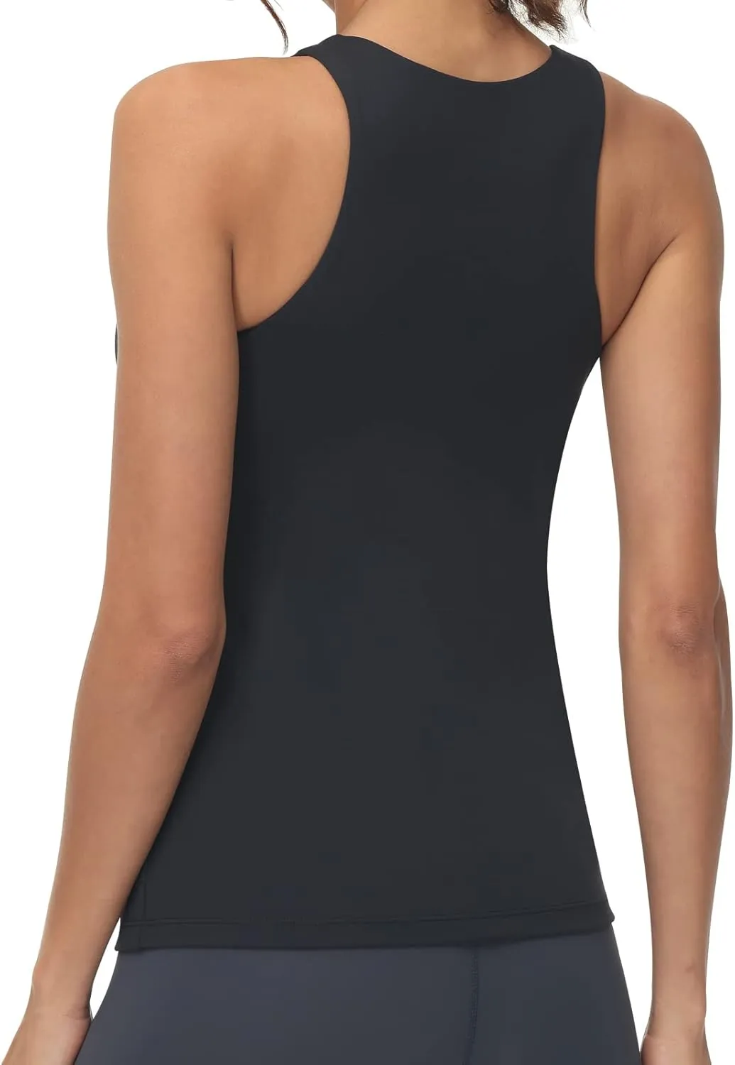 High Neck Workout Tank Tops Sports Bras for Women Full Coverage Tank with Built-in Shelf Bras Racerback Yoga Gym Shirt