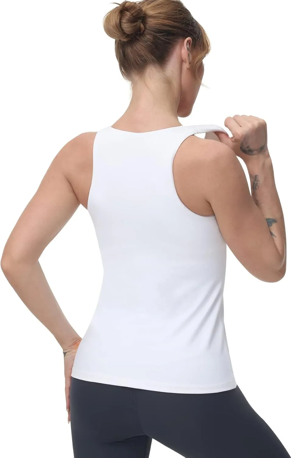 High Neck Workout Tank Tops Sports Bras for Women Full Coverage Tank with Built-in Shelf Bras Racerback Yoga Gym Shirt