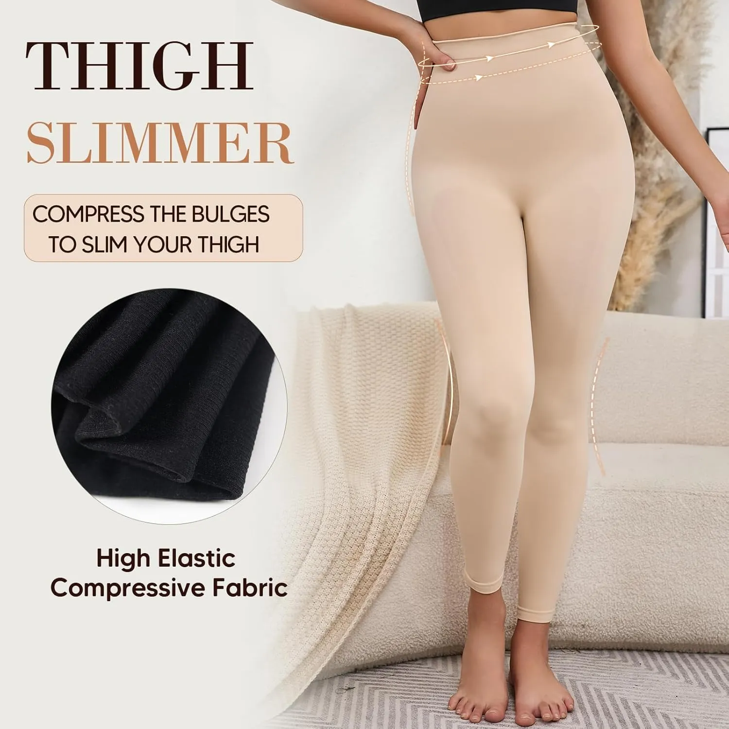 High Waisted Tummy Control Shapewear Leggings for Women Soft Pants Compression Body Shaper Butt Lifter Thigh Slimmer